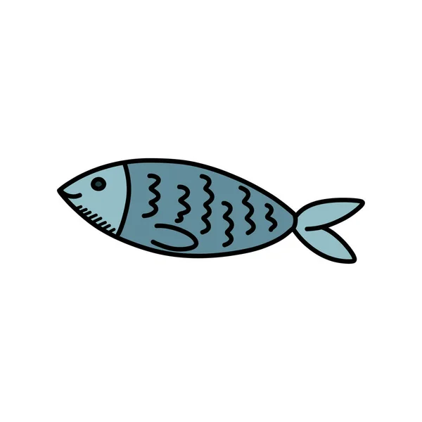 Fisk Klotter Ikon Vektor Illustration — Stock vektor