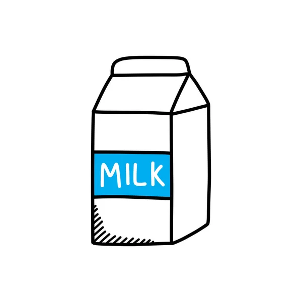 Caja Cartón Leche Garabato Icono Vector Ilustración — Archivo Imágenes Vectoriales