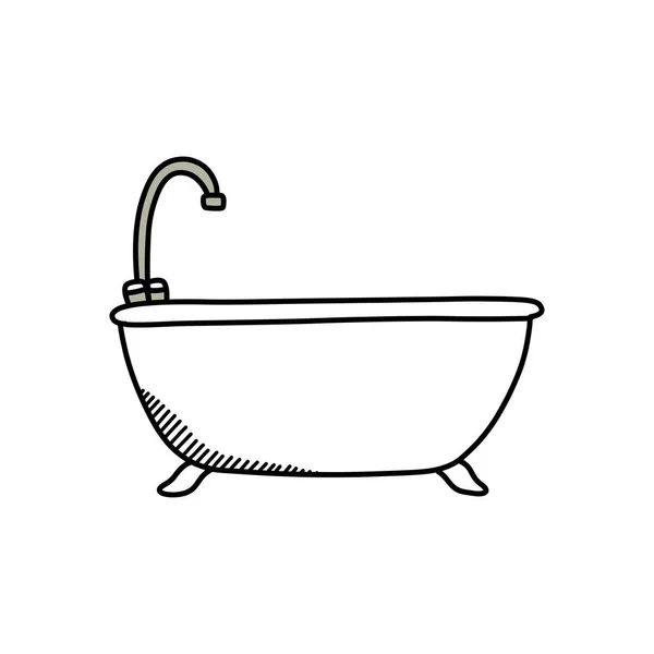 Vasca Bagno Icona Doodle Bagno Illustrazione Vettoriale — Vettoriale Stock