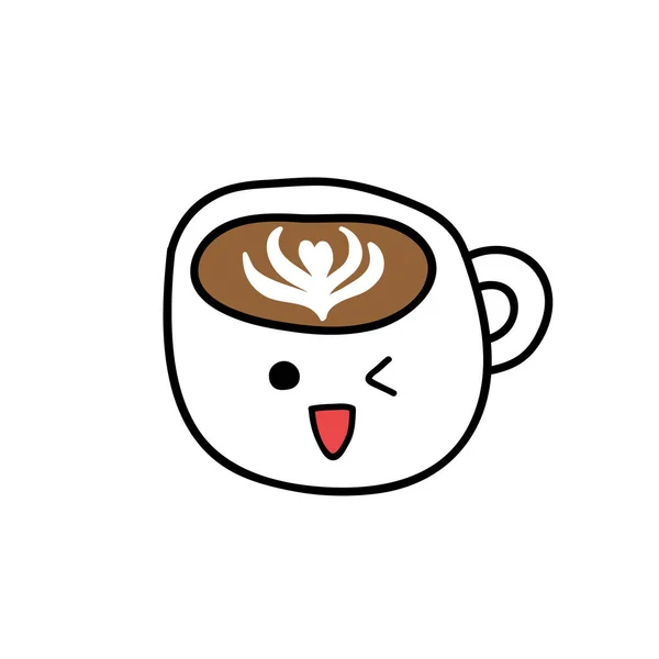 Cappuccino Emoji Doodle Icono Vector Ilustración — Archivo Imágenes Vectoriales