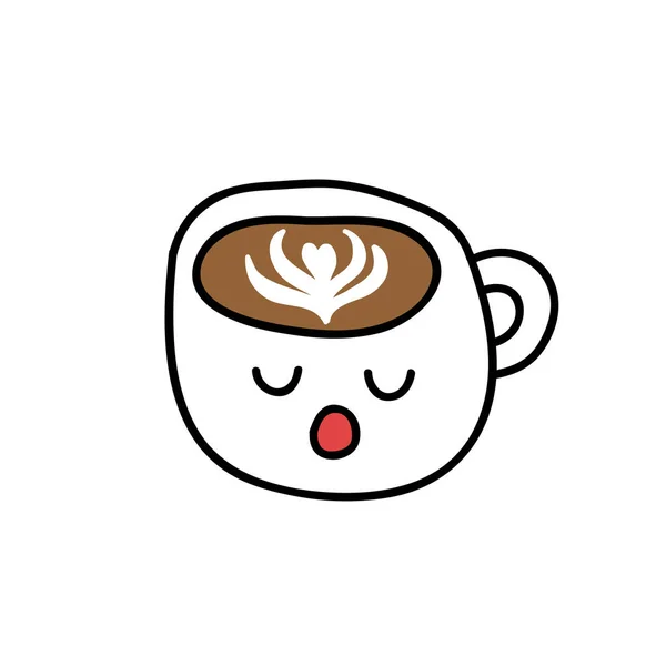 Cappuccino Emoji Doodle Icono Vector Ilustración — Archivo Imágenes Vectoriales