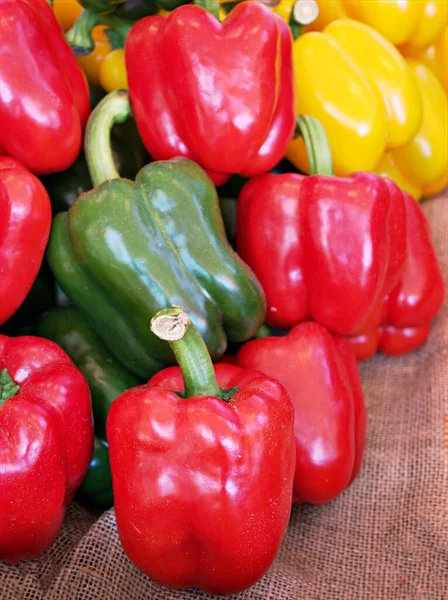 Bell Peppers Fresh Vegetables Chili Red Sweet Peppers Heirloom Seeds — Stock Photo, Image