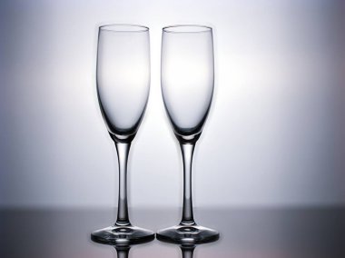 Siyah beyaz arka planda izole edilmiş boş şarap kadehi.