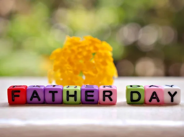 Colourful Alphabet Beads Happy Father Day Yellow Flower Garden Pretty — ストック写真