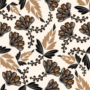 Çiçek desenleri pürüzsüz, çiçek dalları pürüzsüz desenli, estetik, Jacobean desenli desenli renksiz çiçek desenli renkli küçük çiçekler. Basit düz parlak çiçek arkaplanı