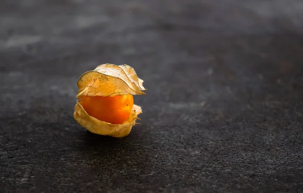 Mys Angrešt Nebo Physalis Minima Pozadí Dřeva Tropické Ovoce Potraviny — Stock fotografie