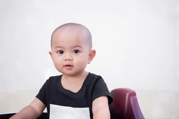 Littel Boy Year Old Black Shirt Cute Child Concept — Stock Photo, Image