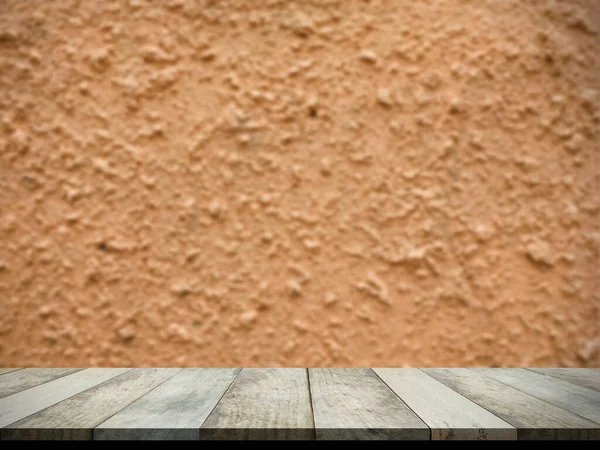 Pusta Drewniana Perspektywa Stołu Teksturą Wyświetlacza Szorstkie Stare Pomarańczowe Tło — Zdjęcie stockowe