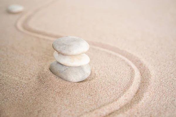 Japoński Zen Ogród Kamień Fali Piasku Plaży Kamienie Lub Kamienie — Zdjęcie stockowe