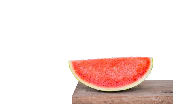 Wassermelone Auf Holz Isoliert Auf Weißem Hintergrund Schneiden Sommer Tropische — Stockfoto