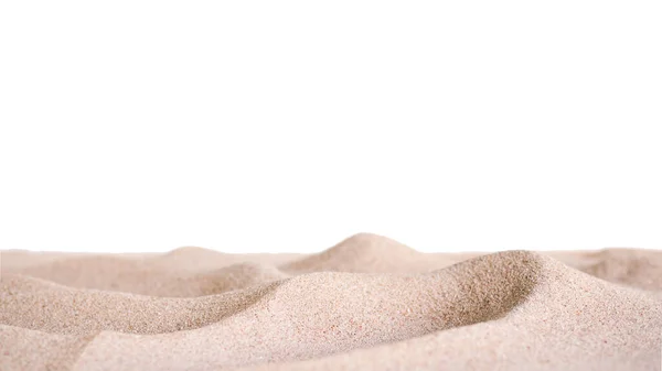 Pile Desert Sand Isolated White Background Dry Dunes Wave Surface — Stock Photo, Image