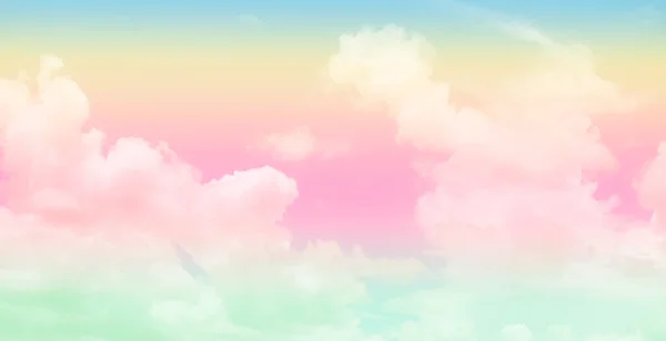 Rosa Wolkenpastellfarbe Mit Gelbem Und Blauem Grünem Himmel Abstrakte Regenbogen — Stockfoto