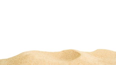 Kum Sahili, Beyaz Arkaplan Dokusunu İzole Etti Yaz Zen Bahçe Sahil Okyanusu Sıcak Tropikal Sahne Serinletici Doğa, Yaz Saati Yoga Tatil Yogası Kum Külü Kuru Kahverengi Parçacık.