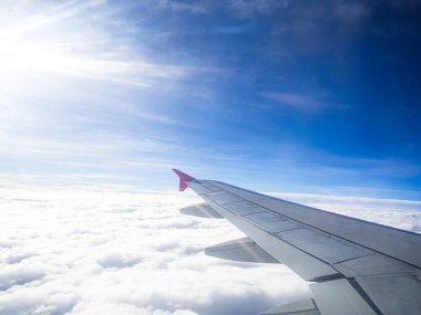 Sky Cloud Blue Background Paronama Web Cloudy summer Winter Season Day, Light Beauty Horizon Spring Brigth Gradient Calm Abstract Backdrop Air Nature View Wallpaper Landscape View Window Airplane