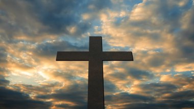 Günbatımı Arkaplanı 'nda Çapraz Hristiyan Tanrı Dini, İsa Kilisesi' ne ibadet Katolik Grace İsa 'ya dua, İsa' nın sembolleri Kutsal Ruhsal Umut, Şeftali, Ruhsal Zafer, Katoliklik, Trush.