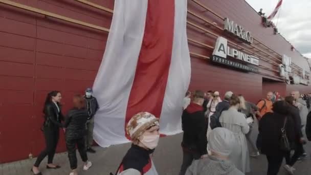 Vitryssland Minsk September 2020 Protester Minsk Vitryssland För Demokrati Och — Stockvideo