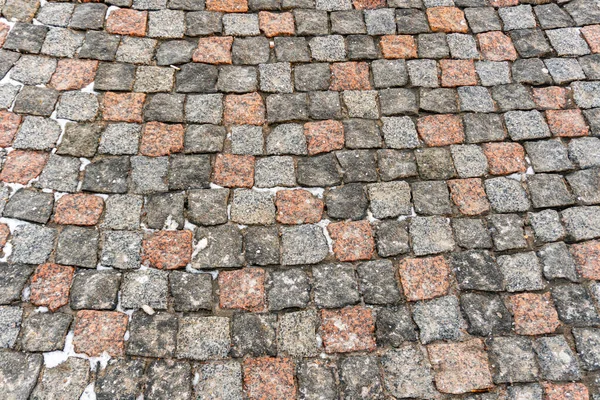 Червоно-сірі кам'яні тротуарні плити, кам'яний фон, візерунок з бруківки — стокове фото