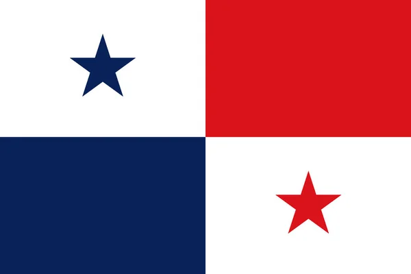 Bandeira nacional do Panamá tamanho original e cores ilustração vetorial, Bandeira panamenha dia Fiestas Patrias, Bandeira da República do Panamá projetada pela família Manuel Amador Guerrero — Vetor de Stock