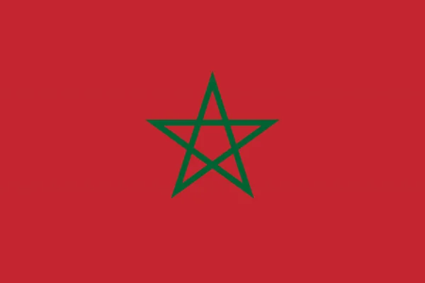 National Flag of Morocco original size and color vector illustration, Kingdom of Morocco Flag, green emerald pentagram Alaouite dynasty, Morocco Flag — 스톡 벡터
