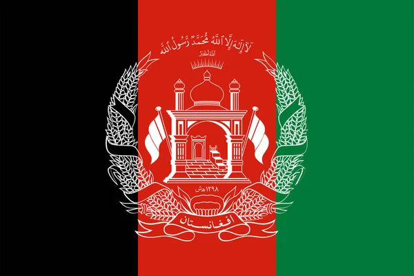 Flaga narodowa Afganistanu oryginalny rozmiar i kolory wektor ilustracja, Islamska Republika Afganistanu flaga narodowy godło herb Afganistanu, flaga Upadek Kabulu — Wektor stockowy