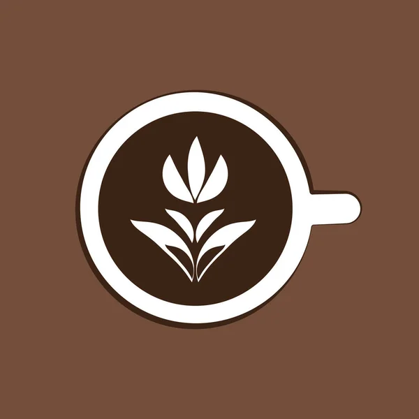 Kaffeetasse Mit Latte Art Vektorabbildung Für Logo Oder Emblem Minimalistischem — Stockvektor