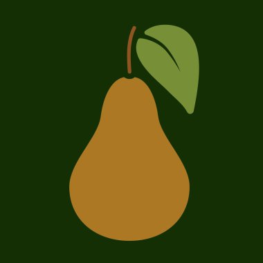 Yeşil arkaplan üzerinde minimalist biçiminde armut düz vektör çizimi