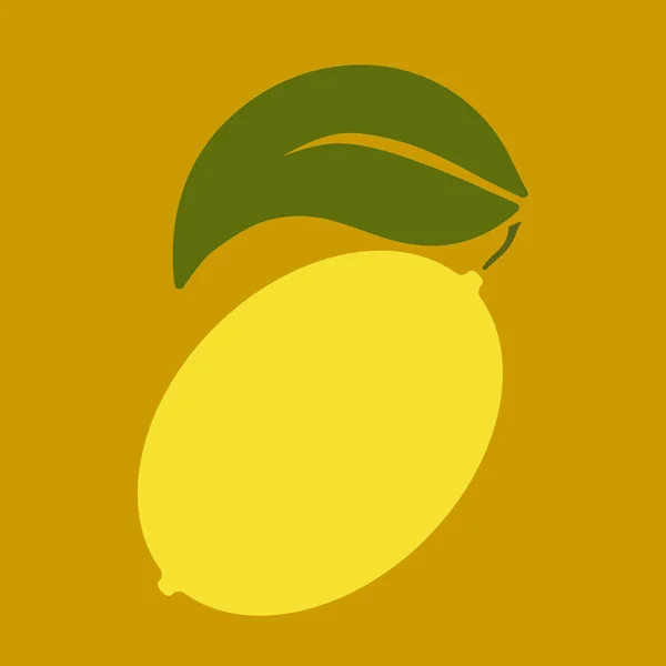 Citron Plat Vecteur Oultine Illustration Simple Sur Fond Coloré — Image vectorielle
