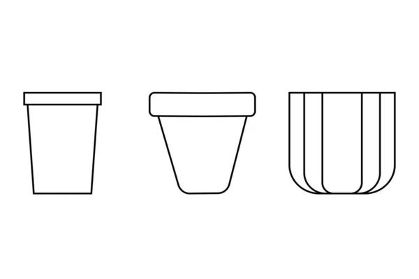 Plant Pots Set Outline Simple Minimalistic Flat Design Vector Illustration — Stock Vector