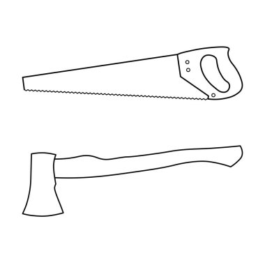 Baltadan oluşan bahçe araçları ve beyaz arkaplanda izole edilmiş basit minimalist düz tasarım vektörü çizimi