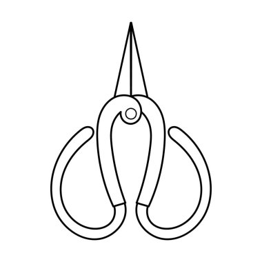 Bahçe makası, beyaz arkaplanda izole edilmiş basit minimalist düz tasarım vektör illüstrasyonunu özetliyor