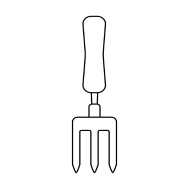 Bahçe çatalı ana hatları basit minimalist düz tasarım vektör çizimi beyaz arkaplanda izole