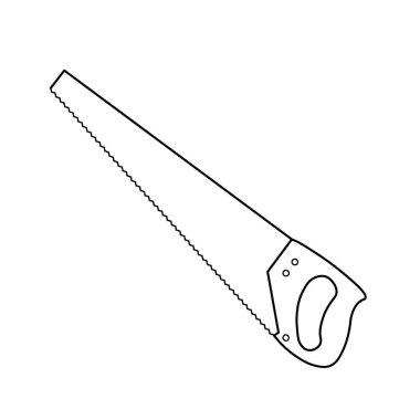 Bahçe araçları budama testere anahatları basit minimalist düz tasarım vektör çizimi beyaz arkaplan izole