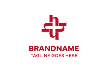 Harfler HHHH Tıbbi Haç Logosu, sağlık, bakım ve profesyonelliği simgeliyor