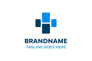 H harfi tıbbi haç logosu, sağlık, bakım ve profesyonelliği simgeliyor.