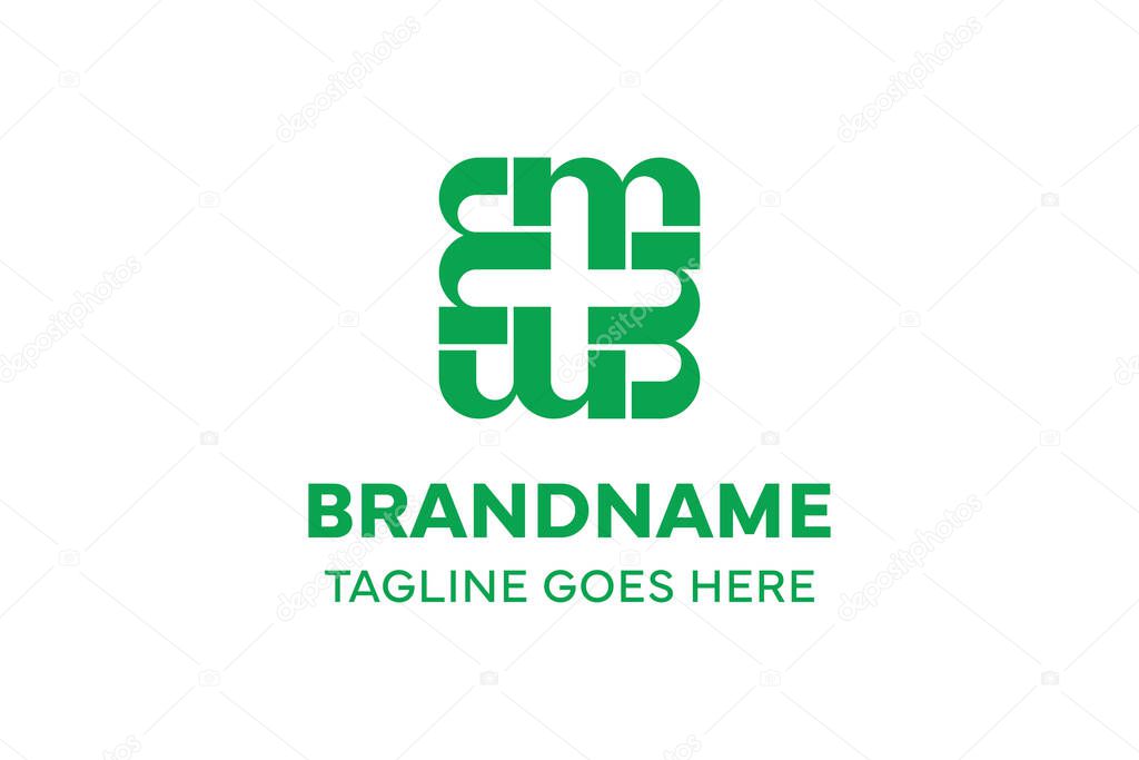 Letters MMMM WWWW MW WM Medical Cross Logo, symbolizing health, care, and professionalism