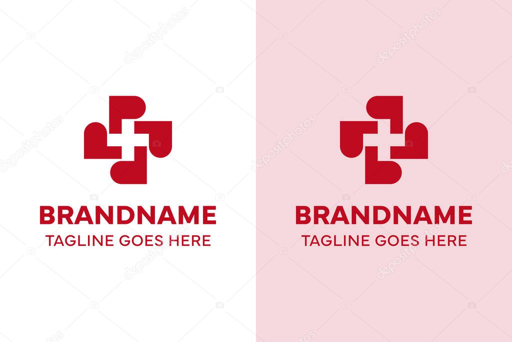 Letters P B D Q PD BQ Medical Cross Logo, care, and professionalism