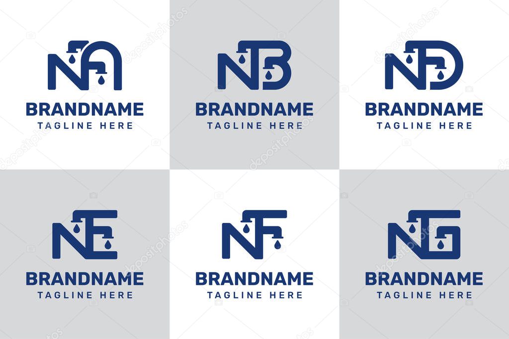 Letters NA NB ND NE NF NG Pipe Drop Logo, symbolizing plumbing, flow, and reliability