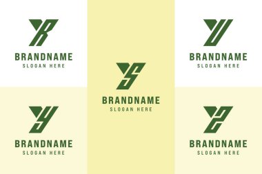 Letters YR YS YU YY YZ Logo Set, for RY SY UY YY ZY Initials