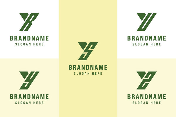 Letters YR YS YU YY YZ Logo Set, for RY SY UY YY ZY Initials
