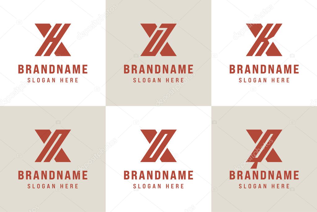 Letters XH XJ XK XN XO XQ Logo Set, for HX JX KX NX OX QX Initials