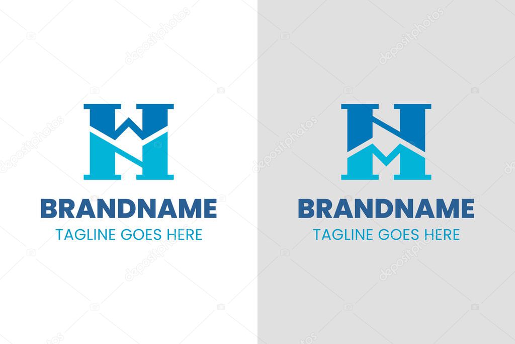Letters NW or NM Monogram Logo, suitable for any business with NM MN NW W initials