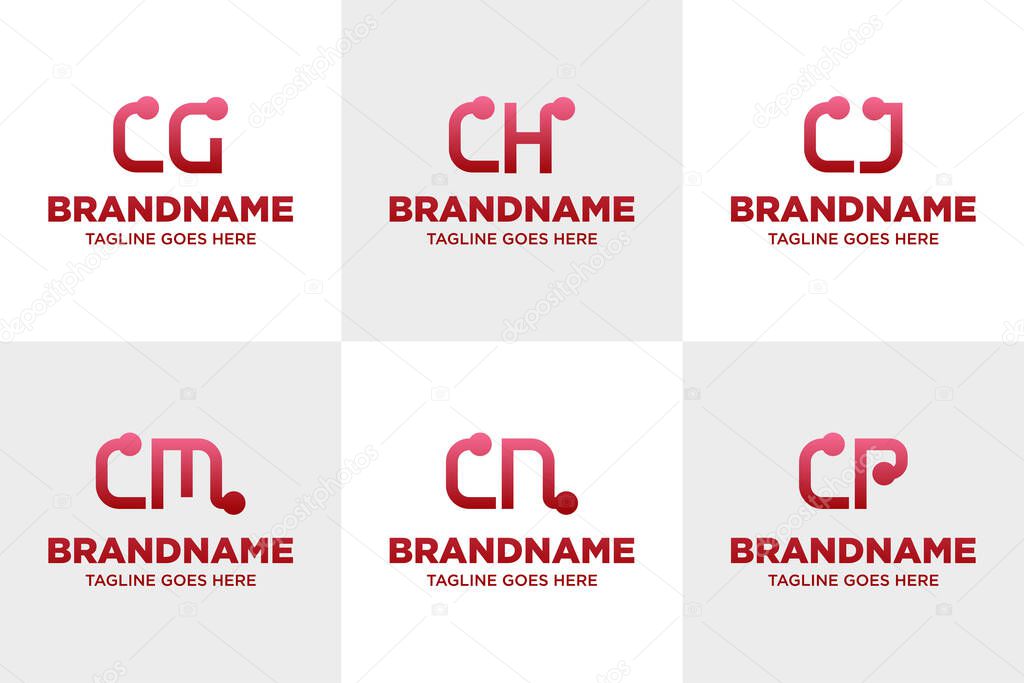 Letters CG CH CJ CM CN CP Technology Logo, symbolizing innovation, digital growth, and connectivity