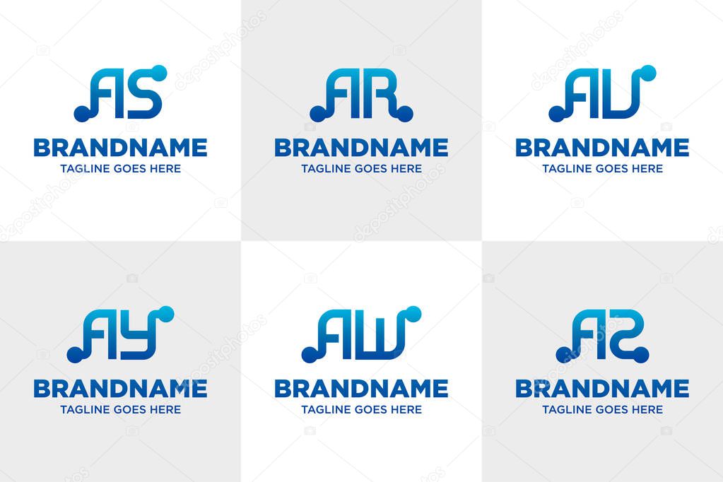 Letters AS AR AU AY AW AZ Technology Logo, symbolizing innovation, digital growth, and connectivity