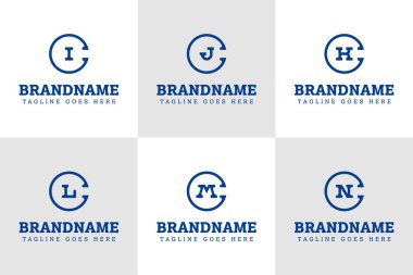 Harfler CI CJ CK CL CM CN Monogram Logo Set, IC LC LC NC baş harfleri için