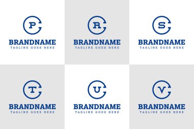 Harfler CP CR CS CT CU CV Monogram Logo Set, PC SC TC UC VC baş harfleri için