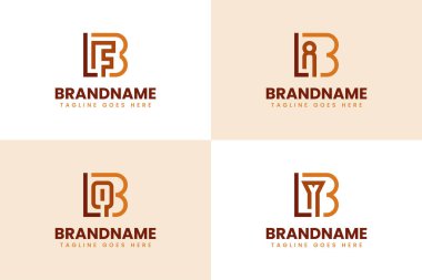 LFB LIB LQB baş harfleri ile marka için BLF BLQ BLY Monogram Logo Set