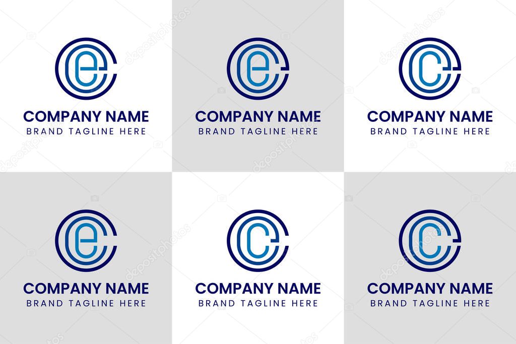 Letters CEE EEC ECE ECC CCE CEC Monogram Logo Set, suitable for any business