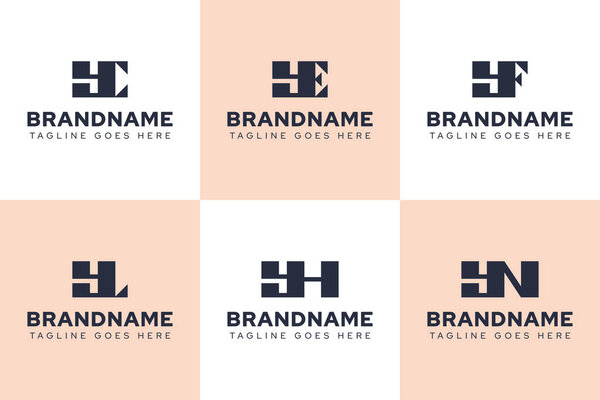 Letters YC YE YF YL YH YN Logo Set, for CY EY FY LY HY NY initials