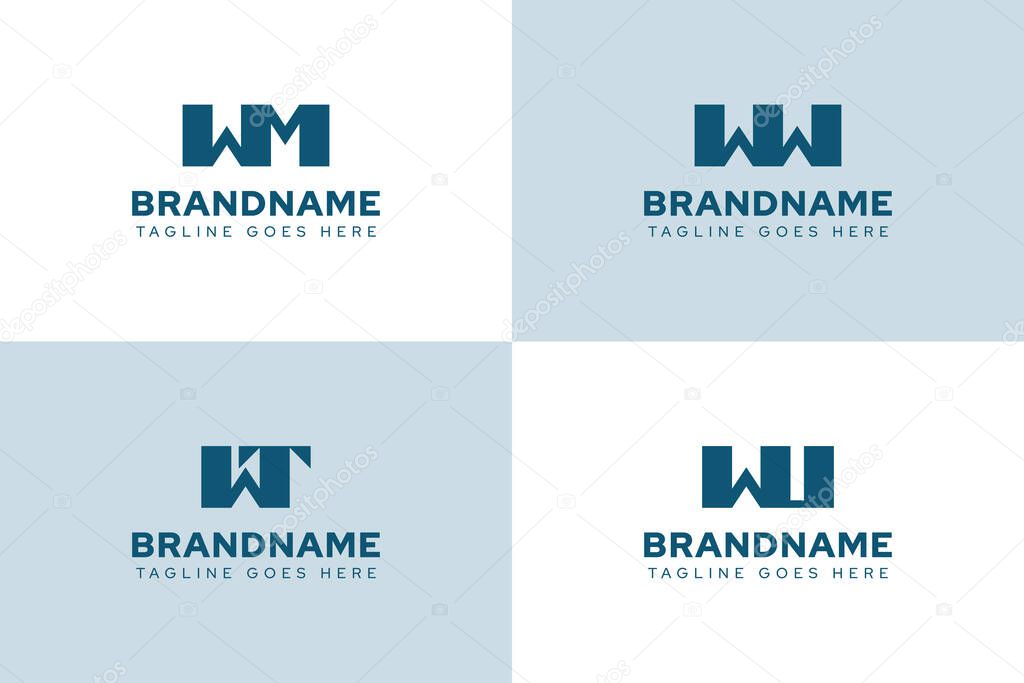 Letters WM WW WT WU Logo Set, for MW W TW UW initials