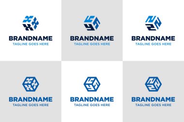 Harfler XXX YYY ZZZ Hexagon Logo Set, yapıyı, dengeyi ve modern kimliği sembolize eder